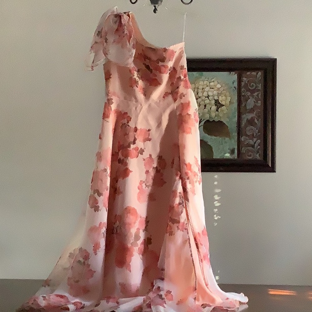 SHEIN Pink One-Shoulder Sleeveless Maxi Dress